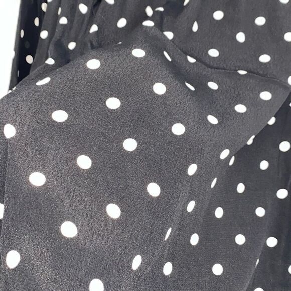 New Gap Ruffle Shoulder Long Sleeve Polka Dot‎ Blouse Rayon Black White S - Picture 8 of 16